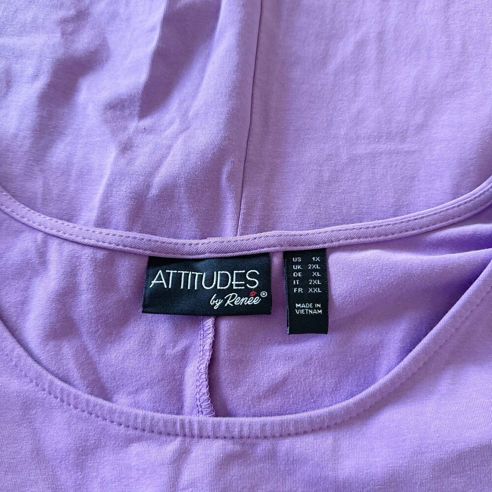 Attitudes by Renee Dress Sz 1X Regular Jersey Knit Purple Cotton Stretch Lilac - Picture 15 of 16